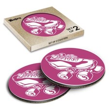 Round MDF Coaster Roller Skates Boots Retro 80's Disco #56112
