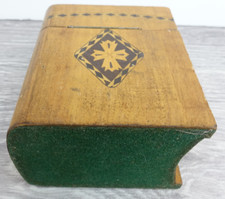 Vintage Twin Deck Playing Cards Marquetry Veneer Case Box
