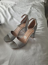 New Look Silver block heel sandals size 6