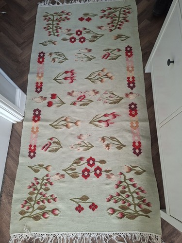 Vintage flatweave wool rug - wool,