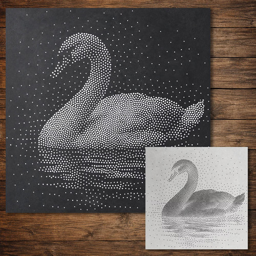Swan stipple art - swan, stencil