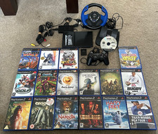 PS2 Console Bundle, 17 Games + Controller Memory Card & Wheel PlayStation Tested