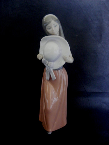 Lladro sun hat girl - bashful, /