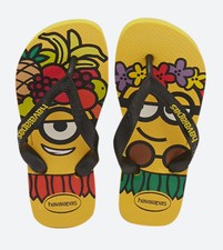 Havaianas Minions Holiday Citrus Yellow/ Black Rubber Kids Slip On - Flip Flops