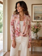 Roman Pink Floral Bolero Size