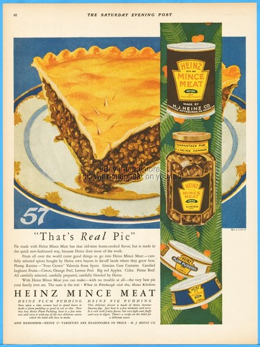 1927 heinz mince meat plum - heinz,