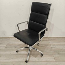 Executive Conference Chair, Adjustable, Real Black Leather, Chrome Swivel Base