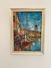 Original George R Deakins Signed Oil Painting, Harbour Scene 