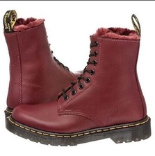 Dr. Martens 1460 Serena Faux Fur Lined Cherry Red Leather Ankle Boots 5 RRP £180