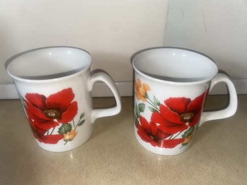 Data poppy bone china mugs - 2,