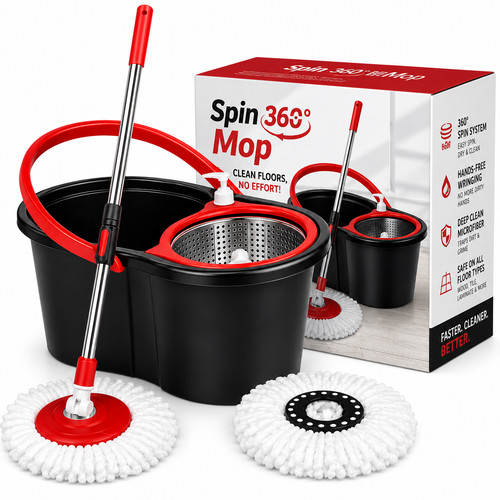 360 spin mop bucket set - mop, &