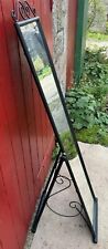 Floor Standing Cheval Mirror - Ornate Black Metal
