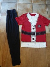 Mens Father Christmas Santa Clause Dress Up Costume Pyjamas Set Size L  F&F Xmas