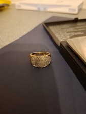 Chunky 9ct Gold 1.00ct Pave Set Diamond Cluster Bombay Band Ring, Size M