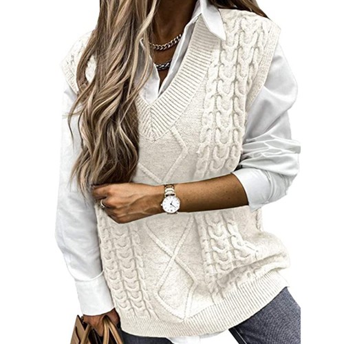 Ladies cable knit neck - ladies,