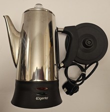 Elgento Electric Coffee Percolator Model EO11  silver with base and accessories 