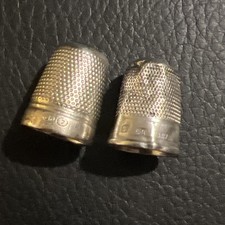 2x Antique Charles Horner Silver Sewing Thimbles Sterling Silver dotted design