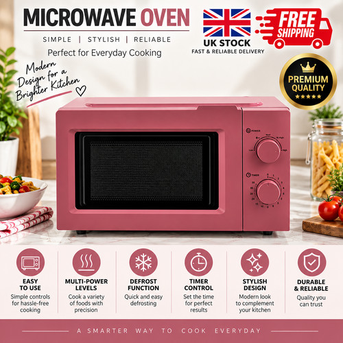 Pink manual microwave - 17l, 700w