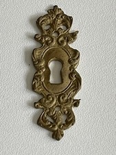 Vertical Cast Brass Vintage Keyhole Escutcheon Furniture Cabinet Maker