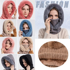 Ladies Hood Ski Mask Winter Balaclava Windproof Warm Hood Cover Hat Cap Scarf