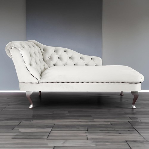 Tufted cream velvet chaise - cream,