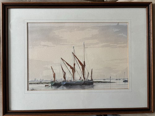 Original watercolour barges - watercolour,