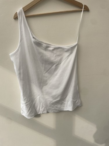 Ladies one shoulder white rib
