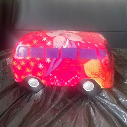 Red floral campervan moneybox - campervan,