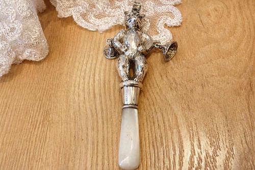 Antique silver teddy bear - teddy,