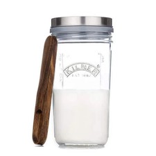 Kilner Kefir Set – Glass Jar with Silicone Cap, Beech Spoon & Stainless Lid