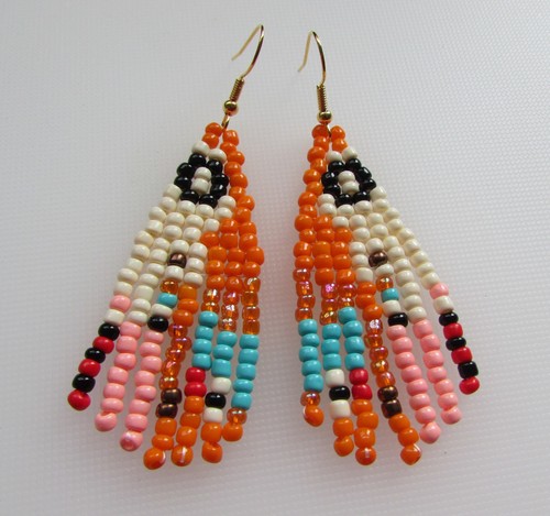 Seed bead fringe earrings - bead,