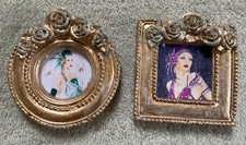 dolls house miniatures job lot bundle of gold art deco pictures x 2