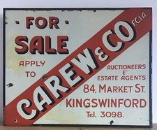 Genuine, 1950’s / 60’s, Double Sided, Enamel ‘Carew & Co’ Advertising Sign