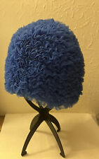 50’s/60’s Swim Cap. Blue, Ruffled. Stretchy. Fabulous. Rubber Inner Very Good.