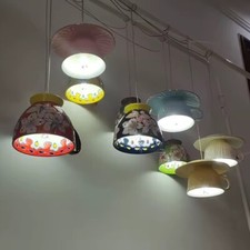 Vintage Ceramic Teacup Pendant Light – Cafe Bar Hanging Lamp Floral Design