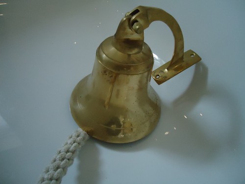 Ships brass bell with rope - brass, &