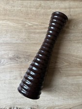 Tall Saffron Brown Ribbed Vase By Wilko