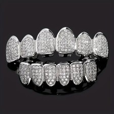 Teeth Grillz Set Top Bottom Mouth Teeth Grills Tooth Cap Body Jewelry for Unisex