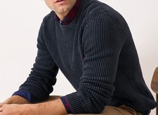 Crew Clothing Mens Jumper Chunky Rib Crew Neck Cotton Long Sleeve Gift