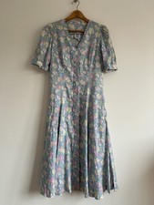 Vintage Laura Ashley Floral Dress Size 14 Made In Rep Of Ireland 100% Cotton