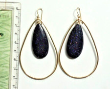 LOLA ROSE STATEMENT EARRINGS 8CM DROP 4CM SEMI PRECIOUS BLUE SANDSTONE TEARDROP