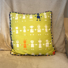 Handmade "SCION" Designer Robots Fabric Cotton Cushion Cover 40cm x 40cm