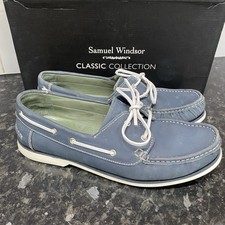 Samuel Windsor Blue Nubuck Leather Deck Boat Shoes UK size 10.5 EU 45