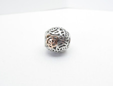 Clogau Welsh Gold Silver & 9ct Rose Gold Royal Roses Round Bead Charm.