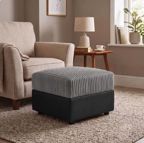 Black grey fabric - black, footstool