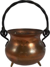 VINTAGE FRENCH THREE LEG HAMMERED COPPER CAULDRON INDOOR PLANTER POT 13cm TALL