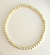 Dainty Light Gold Plated Bracelet - Elastic Stretch Stacker 4mm Beads - 5 Sizes