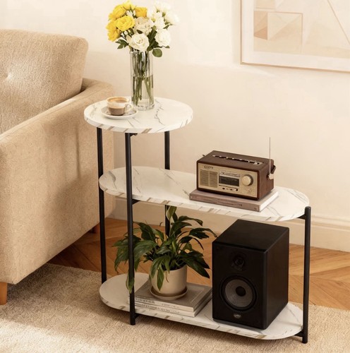Tier marble side table - marble,