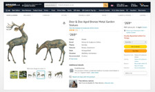 Deer Doe Aged Bronze Hand-Made Metal Large Garden Statues Set Of 2 £269 Amazon