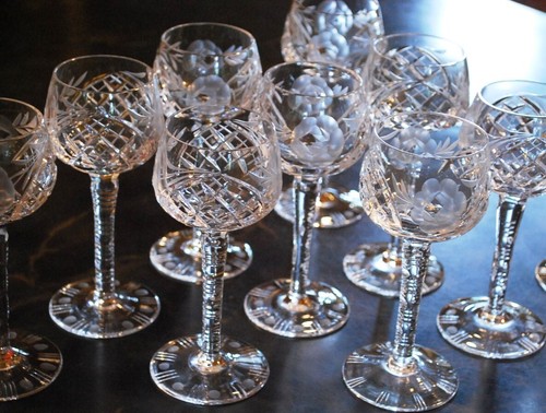 Vtg set hock wine glasses - 11,